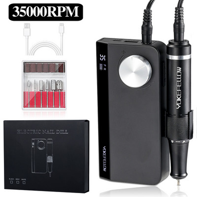 Mașină electrică de găurit unghii YOKEFELLOW 35000RPM cu afișaj LCD HD Pilă de unghii pentru manichiură pedichiură șlefuitor de unghii pentru uz casnic