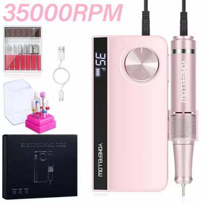 Mașină electrică de găurit unghii YOKEFELLOW 35000RPM cu afișaj LCD HD Pilă de unghii pentru manichiură pedichiură șlefuitor de unghii pentru uz casnic