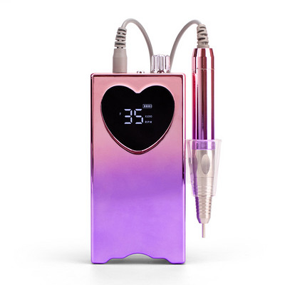 Električna bušilica za nokte u obliku srca, 35000 okretaja u minuti, glodalica za nokte, bežična brusilica za pedikuru, punjiva mašina za bušenje noktiju
