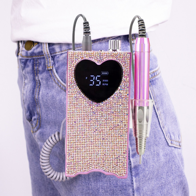 Električna bušilica za nokte u obliku srca, 35000 okretaja u minuti, glodalica za nokte, bežična brusilica za pedikuru, punjiva mašina za bušenje noktiju