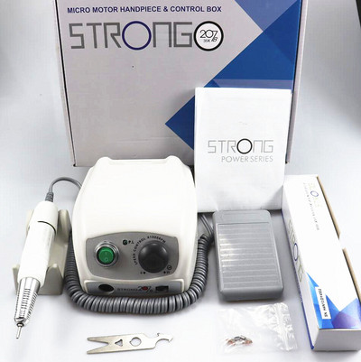 Cutie de control STRONG 210 /207 35000RPM și STRONG 210 Micromotor Piesă de mână Set de burghie electrice pentru manichiură pentru dispozitivul de lustruit unghii