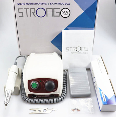 Cutie de control STRONG 210 /207 35000RPM și STRONG 210 Micromotor Piesă de mână Set de burghie electrice pentru manichiură pentru dispozitivul de lustruit unghii