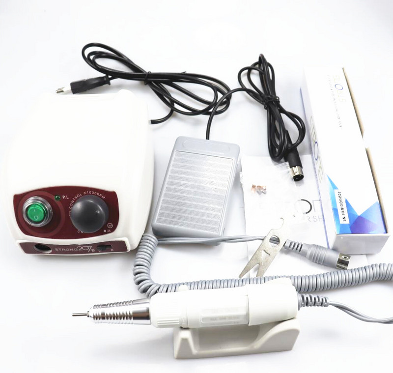 Cutie de control STRONG 210 /207 35000RPM și STRONG 210 Micromotor Piesă de mână Set de burghie electrice pentru manichiură pentru dispozitivul de lustruit unghii