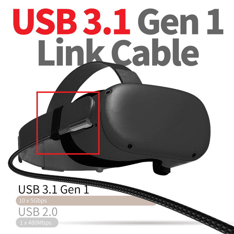 5M 6M Data Line kabel za punjenje za Oculus Quest 2 Pico 4 Link USB 3.2 Type C Prijenos podataka USB-A na Type-C kabel 20V 3A punjač