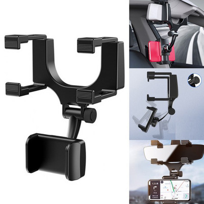 Suport telefon pentru oglindă retrovizoare universală, rotativă la 360 de grade Suport pentru telefon auto Suport telescopic reglabil pentru telefon