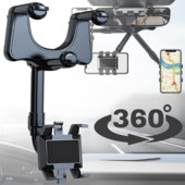Suport telefon rotativ 360° Suport pentru oglindă retrovizoare pentru mașină Clip de suspendare retractabil Navigație GPS multifuncțională Suport telefon