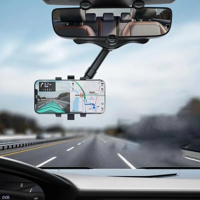 360°-ban forgatható telefontartó autós visszapillantó tükörre szerelhető visszahúzható akasztós klip Multifunkcionális GPS-navigációs telefon támogatás