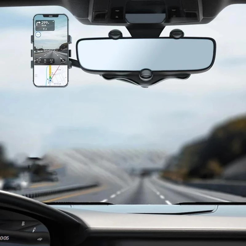 360°-ban forgatható telefontartó autós visszapillantó tükörre szerelhető visszahúzható akasztós klip Multifunkcionális GPS-navigációs telefon támogatás
