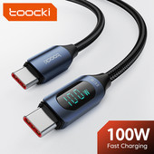 Toocki 100W USB C į USB Type C laidas PD greito įkrovimo įkroviklis 6A Type-C USBC ekrano laidas skirtas Samsung Xiaomi USBC kabeliui 2M