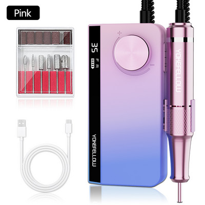 Mașină electrică de găurit unghii, reîncărcabilă, de 35000 rpm, cu funcție de memorie, freză E-File pentru seturi de manichiură de salon pentru arta unghiilor