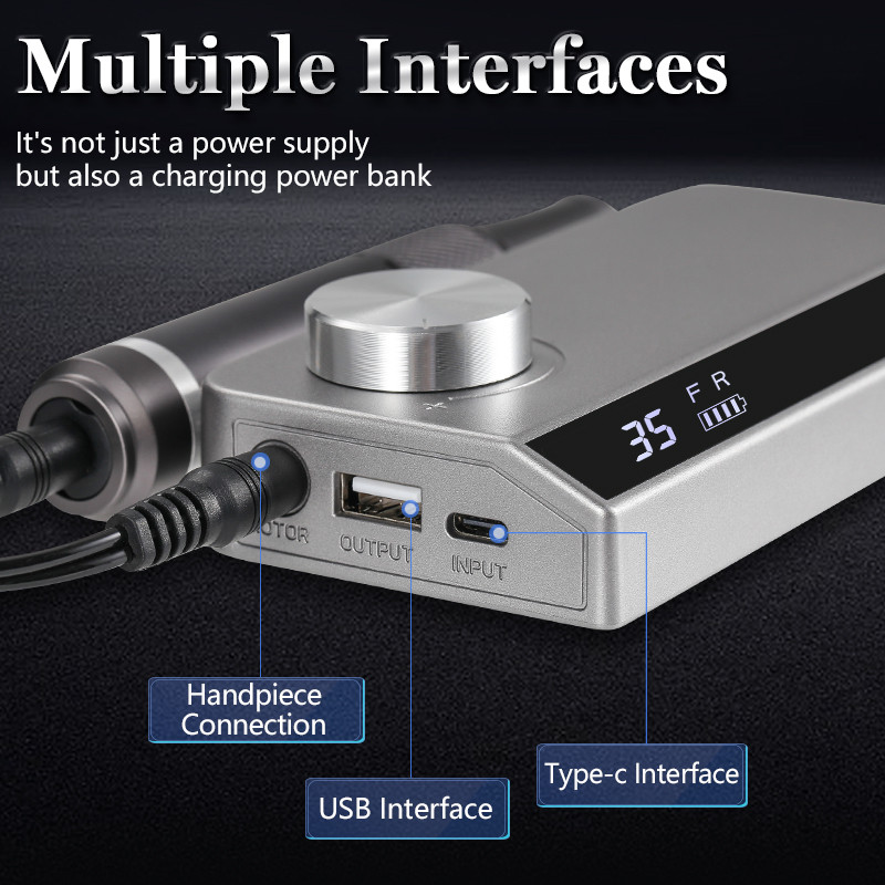 Mașină electrică de găurit unghii, reîncărcabilă, de 35000 rpm, cu funcție de memorie, freză E-File pentru seturi de manichiură de salon pentru arta unghiilor