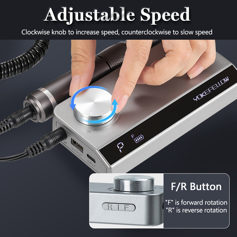 Mașină electrică de găurit unghii, reîncărcabilă, de 35000 rpm, cu funcție de memorie, freză E-File pentru seturi de manichiură de salon pentru arta unghiilor