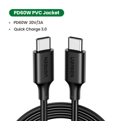 Ugreen kábel USB C na USB typu C pre Samsung S20 PD 60W pre MacBook iPad Pro Quick Charge 3.0 USB-C kábel pre rýchle nabíjanie