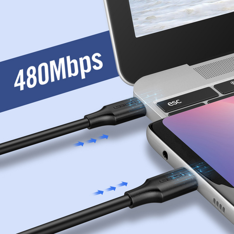 Ugreen kábel USB C na USB typu C pre Samsung S20 PD 60W pre MacBook iPad Pro Quick Charge 3.0 USB-C kábel pre rýchle nabíjanie