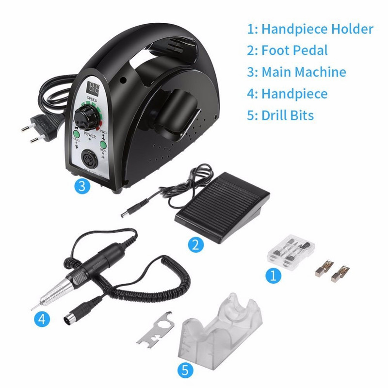SIMINAIL Professzionális elektromos körömfúró gép manikűr készlet 35000rpm 65w US Plug 35000 RPM Fekete Pink Red High Speed Power