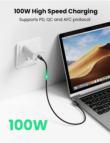 UGREEN USB Type C към USB C кабел за Samsung S9 Plus PD 100W бързо зареждане Quick Charge 4.0 USB-C кабел за Macbook Pro USB C кабел