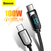 Baseus LED Display USB Type C kabel za Xiaomi 10 Huawei Samsung 5A punjač za brzo punjenje USBC USB-C podatkovni kabel Type-C žičani kabel