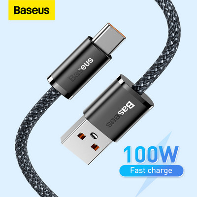 Baseus 100W USB kabelis 6A greito įkrovimo įkroviklio laidas Ultra Data USB C telefono laidas skirtas Xiaomi Mi 10