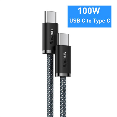 Cablu USB Baseus 100W Cablu de sârmă pentru încărcare rapidă 6A Cablu de telefon Ultra Data USB C pentru Xiaomi Mi 10