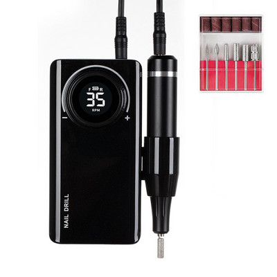 Stroj za bušenje noktiju s 35000 okretaja u minuti, stroj za poliranje gela, prijenosni punjivi aparat za bušilicu, profesionalni alati za umjetne nokte s LCD zaslonom