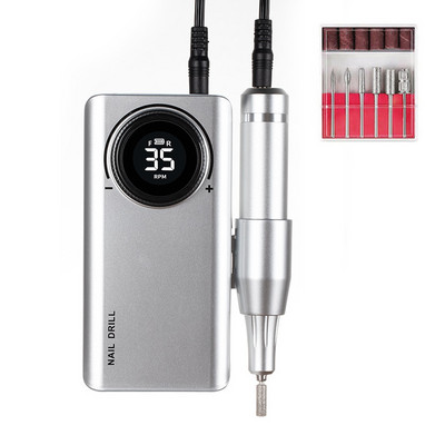 Stroj za bušenje noktiju s 35000 okretaja u minuti, stroj za poliranje gela, prijenosni punjivi aparat za bušilicu, profesionalni alati za umjetne nokte s LCD zaslonom