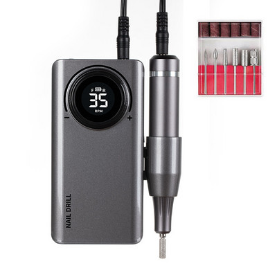 Stroj za bušenje noktiju s 35000 okretaja u minuti, stroj za poliranje gela, prijenosni punjivi aparat za bušilicu, profesionalni alati za umjetne nokte s LCD zaslonom