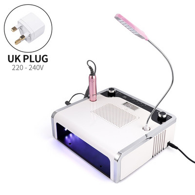 108 W 4 U 1 Pro Nail Manikura Poliranje & Usisavanje & Sušenje & Osvjetljenje Bušilica za nokte Sakupljač prašine za nokte sa lampom za sušenje i svjetlom