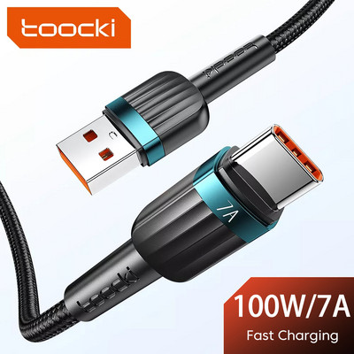 Toocki 7A 100W USB C C tipo C laidas, skirtas Huawei P50 P40 greito įkrovimo įkrovimo įkroviklio duomenų USB-C laidas, skirtas Xiaomi 12 Poco F3 Samsung