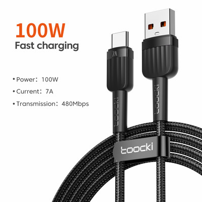 Toocki 7A 100W USB C kabel Tip C za Huawei P50 P40 Brzo punjenje Punjač Data USB-C kabel za Xiaomi 12 Poco F3 Samsung