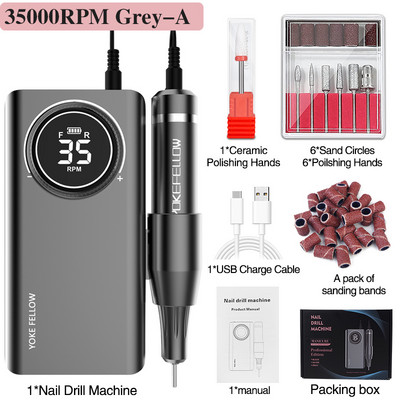40000RPM električna brusilica za bušilicu za nokte sa snažnim motorom bez četkica punjiva električna mašina za poliranje akrilnih noktiju