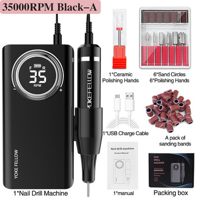 40000RPM električna brusilica za bušilicu za nokte sa snažnim motorom bez četkica punjiva električna mašina za poliranje akrilnih noktiju