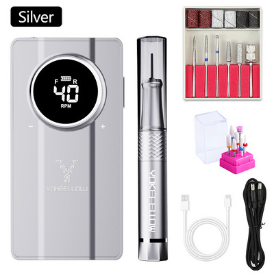 40000RPM električna brusilica za bušilicu za nokte sa snažnim motorom bez četkica punjiva električna mašina za poliranje akrilnih noktiju