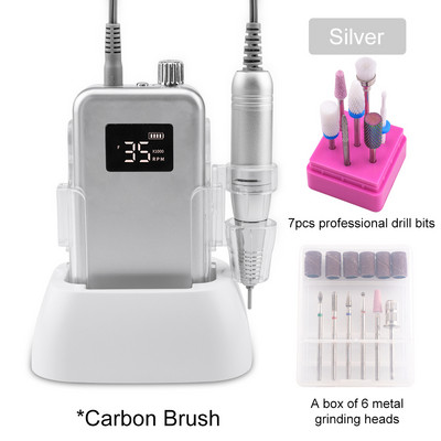 Profesionalūs nagų priedai ir įrankiai Anglies šepetėlis 35000 aps./min. belaidis įkraunamas nagų gręžimo staklės gręžtuvas Efile