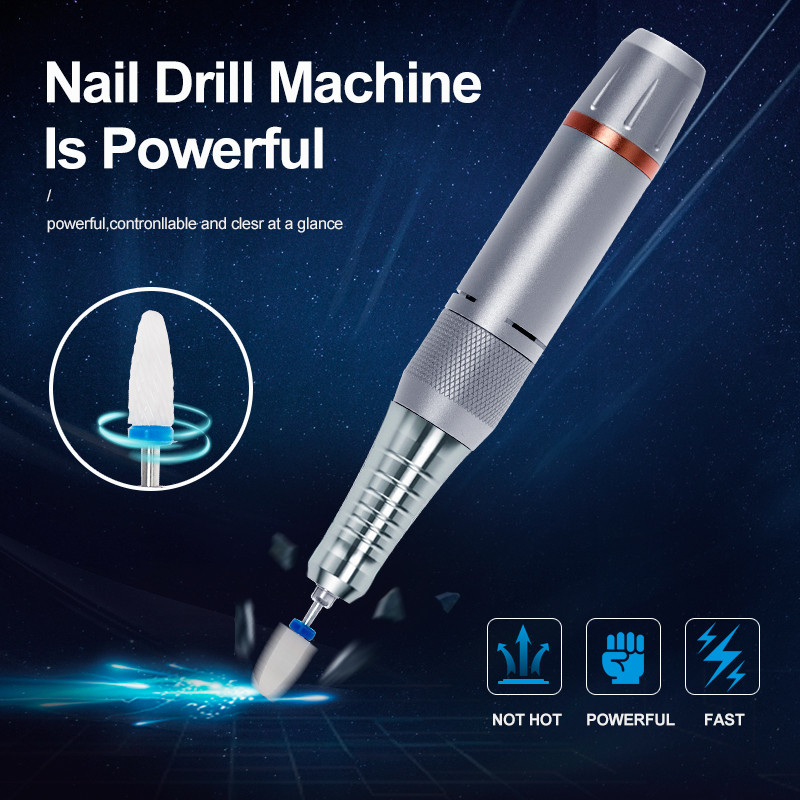 Mașină de găurit unghii 35000 RPM Freză electrică de găurit unghii fără perii pentru manichiură Pilă electrică portabilă de unghii pentru lac de gel