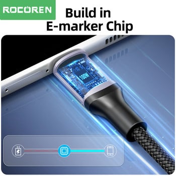 Rocoren 100W USB C към USB Type C кабел USB PD Кабел за бързо зареждане USB-C 5A TypeC кабел 2M за Macbook Samsung Xiaomi POCO