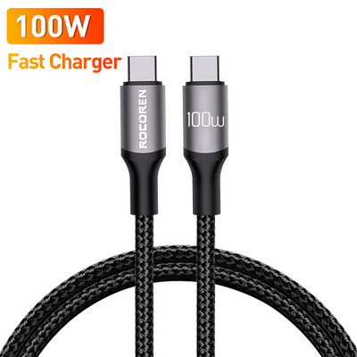Rocoren 100W USB C - USB Type C kábel USB PD gyorstöltő töltőkábel USB-C 5A TypeC kábel 2M Macbookhoz Samsung Xiaomi POCO