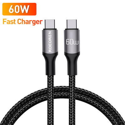 Rocoren 100W USB C - USB Type C kábel USB PD gyorstöltő töltőkábel USB-C 5A TypeC kábel 2M Macbookhoz Samsung Xiaomi POCO