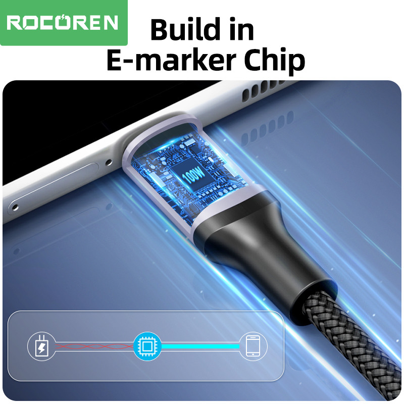Rocoren 100W USB C - USB Type C kábel USB PD gyorstöltő töltőkábel USB-C 5A TypeC kábel 2M Macbookhoz Samsung Xiaomi POCO