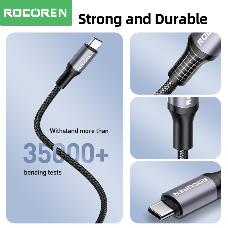 Rocoren 100W USB C - USB Type C kábel USB PD gyorstöltő töltőkábel USB-C 5A TypeC kábel 2M Macbookhoz Samsung Xiaomi POCO