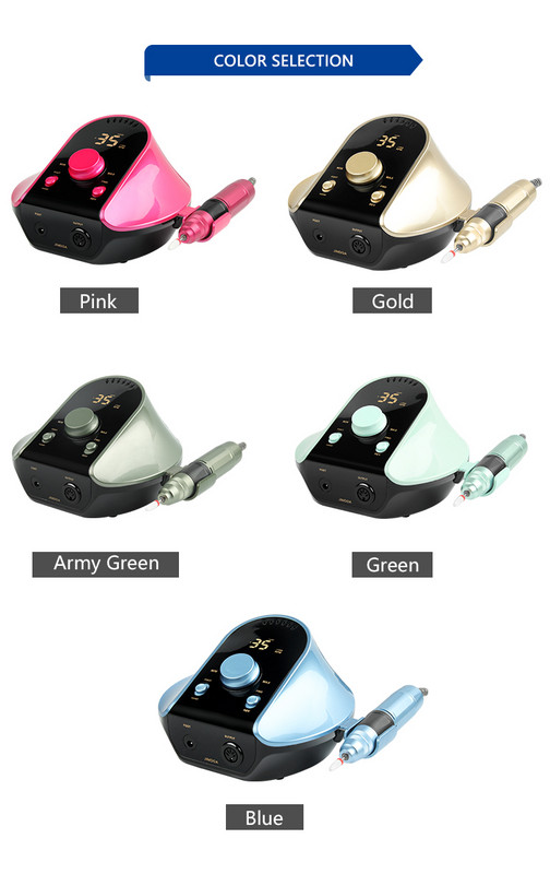 Profesionalna električna bušilica za nokte od 45 W, stroj za manikuru velike brzine 35000 RPM sa 6 svrdla za nokte Turpija za nokte