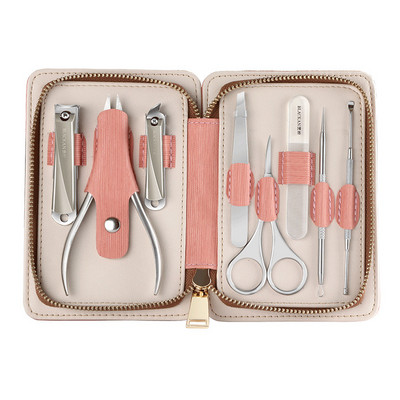 Set za manikuru 8 u 1 profesionalni praktični komplet s kožnom torbicom Škare za nokte od nehrđajućeg čelika Alat za osobnu njegu