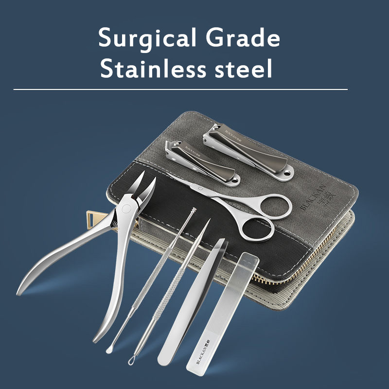 Set za manikuru 8 u 1 profesionalni praktični komplet s kožnom torbicom Škare za nokte od nehrđajućeg čelika Alat za osobnu njegu