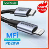 UGREEN MFi 20W PD USB C na Lightning kabel za iPhone 14 13 12 11 Pro Max Kabel za brzo punjenje tip C za iPhone Punjač za iPad