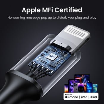 UGREEN MFi 20W PD USB C към Lightning кабел за iPhone 14 13 12 11 Pro Max Кабел за бързо зареждане тип C за iPhone Зарядно за iPad