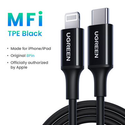 UGREEN MFi 20W PD USB C na Lightning kabel za iPhone 14 13 12 11 Pro Max Kabel za brzo punjenje tip C za iPhone Punjač za iPad