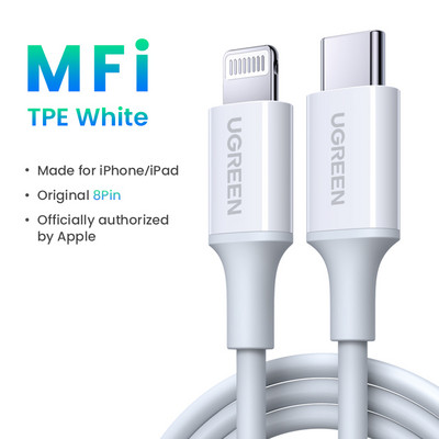 UGREEN MFi 20W PD USB C na Lightning kabel za iPhone 14 13 12 11 Pro Max Kabel za brzo punjenje tip C za iPhone Punjač za iPad