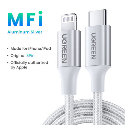 UGREEN MFi 20W PD USB C na Lightning kabel za iPhone 14 13 12 11 Pro Max Kabel za brzo punjenje tip C za iPhone Punjač za iPad