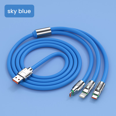 3 az 1-ben 2 az 1-ben 6A 120 W USB gyorstöltő kábel iPhone Micro USB Type-C 8 tűs töltőkábel Huawei Samsung Xiaomi Wird kábelhez