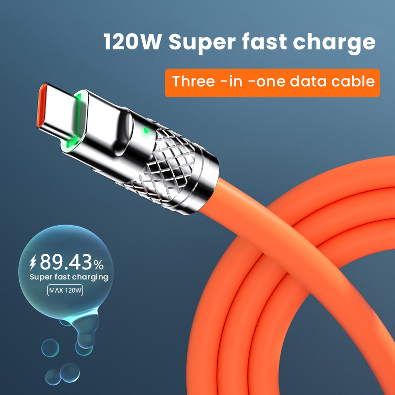 3 az 1-ben 2 az 1-ben 6A 120 W USB gyorstöltő kábel iPhone Micro USB Type-C 8 tűs töltőkábel Huawei Samsung Xiaomi Wird kábelhez