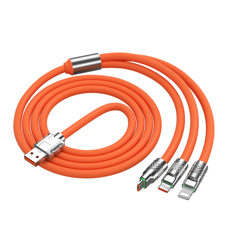 3 az 1-ben 2 az 1-ben 6A 120 W USB gyorstöltő kábel iPhone Micro USB Type-C 8 tűs töltőkábel Huawei Samsung Xiaomi Wird kábelhez
